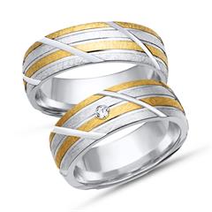Unique Eheringset 585 Gelb- und Weißgold, Brillant 0,04 ct Unkategorisiert online kaufen