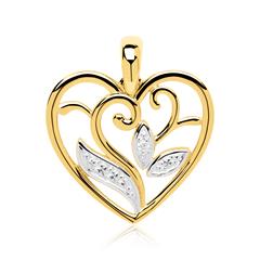 Unique floraler Herzanhänger aus 585er Gold, 1 Brillant 0,01 ct Unkategorisiert online kaufen