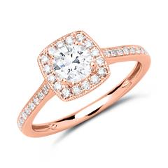 Unique Halo Ring aus 585er Roségold mit 34 Diamanten, 0,24 ct Unkategorisiert online kaufen