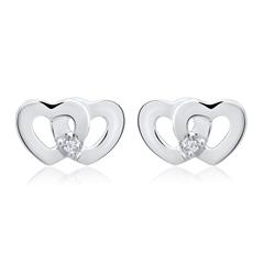 Unique Herz-Ohrringe mit 2 Diamanten aus 585 Weißgold Unkategorisiert online kaufen