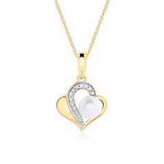 Unique Herzkette 585 Gold mit Süßwasserperle & 2 Brillanten Unkategorisiert online kaufen