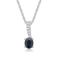 Unique Kette 585 Weißgold, Saphir 0,42 ct & 6 Brillanten 0,02 ct Unkategorisiert online kaufen