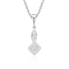 Unique Kette mit Anhänger aus 585er Weißgold, 8 Brillanten ca. 0,01 ct, Top Wesselton, small inclusions Unkategorisiert online kaufen