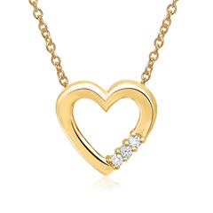 Unique Kette mit Herzanhänger aus 585 Gelbgold, 3 Diamanten 0,033 ct Unkategorisiert online kaufen