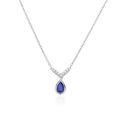 Unique Kette mit Saphir 0,52 ct und 7 Brillanten 0,05 ct aus 585 Weißgold Unkategorisiert online kaufen