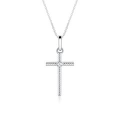 Unique Kreuzkette im Dotdesign, 1 Brillant, 585 Weißgold, 0,01 ct Unkategorisiert online kaufen