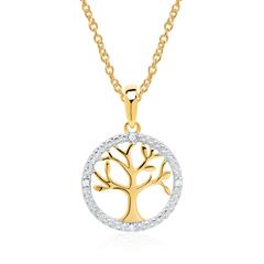Unique Lebensbaum-Kette aus 585 Gold mit 4 Brillanten, ca. 0,01 ct Unkategorisiert online kaufen