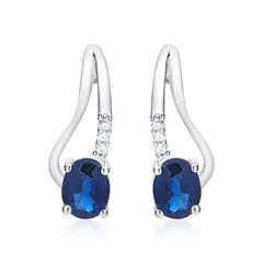 Unique Ohrstecker mit 2 Saphiren 0,57 ct und 6 Brillanten 0,01 ct aus 585 Weißgold Unkategorisiert online kaufen