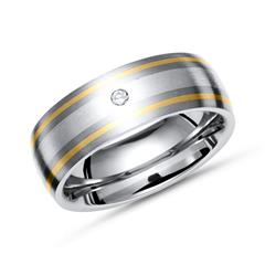 Unique Titanring mit Silber, 2 Goldeinlagen und 0,03 ct Diamant Unkategorisiert online kaufen
