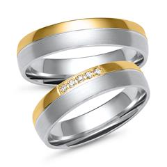 Unique Trauringe 333/585 Weiß- und Gelbgold, 5 Brillanten 0,03 ct Unkategorisiert Produktbild