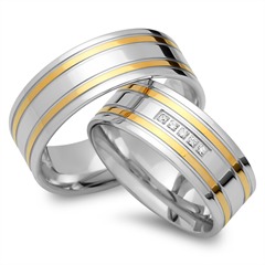 Unique Trauringe 333 Gelb-/Weißgold, 5 Brillanten 0,075 ct, Top Wesselton, SI Unkategorisiert online kaufen