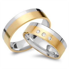 Unique Trauringe 585 Gelb-/Weißgold, 3 Brillanten 0,09 ct Unkategorisiert online kaufen