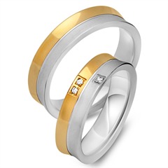 Unique Trauringe 750 Gelb-/Weißgold, 3 Brillanten 0,03 ct