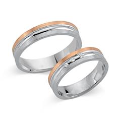 Unique Trauringe 750 Weiß-/Roségold, 3 Brillanten, 0,03 ct Unkategorisiert online kaufen