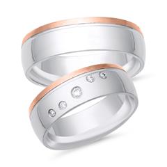 Unique Trauringe 750er Weiß-/Roségold, 5 Brillanten 0,07 ct TW/SI Unkategorisiert online kaufen