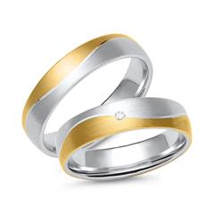 Unique Trauringe aus 333/585 Weiß- und Gelbgold, 1 Brillant 0,01 ct Unkategorisiert online kaufen