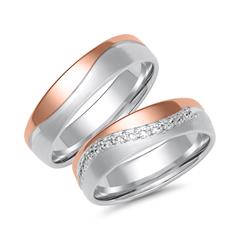 Unique Trauringe aus 333/585 Weiß- und Roségold mit 13 Brillanten, ca. 0,08 ct Unkategorisiert Produktbild