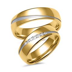 Unique Trauringe aus 333/585er Gelb- und Weißgold – 7 Brillanten, ca. 0,10 ct TW/VS1 Unkategorisiert Produktbild Unique Trauringe aus 333/585er Gelb- und Weißgold – 7 Brillanten, ca. 0,10 ct TW/VS1 Unkategorisiert Produktbild