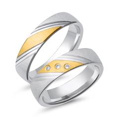 Unique Trauringe aus 333er Gelb-/Weißgold, 3 Brillanten 0,03 ct Unkategorisiert online kaufen
