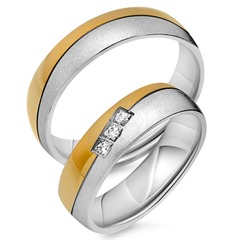 Unique Trauringe aus 333er Gelb-/Weißgold mit 3 Brillanten, 0,07 ct Unkategorisiert online kaufen