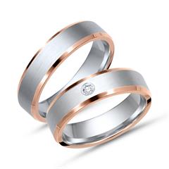Unique Trauringe aus 585 Rosé-/Weißgold, Brillant 0,04 ct Unkategorisiert Produktbild