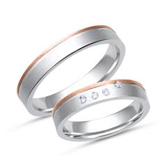 Unique Trauringe aus 585er Weiß- und Roségold mit 4 Brillanten, ca. 0,04 ct Unkategorisiert online kaufen