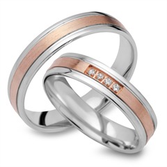 Unique Trauringe aus 750 Rosé-/Weißgold, 4 Brillanten 0,04 ct Unkategorisiert online kaufen
