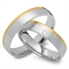 Unique Trauringe aus 750er Gelb- und Weißgold, 1 Brillant 0,02 ct Unkategorisiert online kaufen