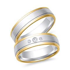 Unique Trauringe mit 3 Brillanten TW/SI aus 750 Gelb- und Weißgold Unkategorisiert online kaufen