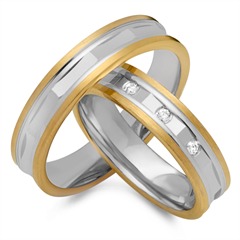 Unique Trauringset 333 Gelb-/Weißgold, 3 Brillanten ca. 0,06 ct TW/SI Unkategorisiert online kaufen