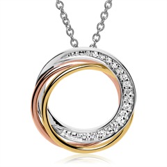 Unique Tricolor-Anhängerkette aus 585er Gold, 17 Brillanten, 0,07 ct G/SI Unkategorisiert online kaufen