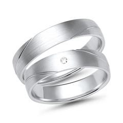 Unique Weißgold-Eheringe mit 1 Brillant 0,02 ct H/SI, 4,5 mm Unkategorisiert online kaufen