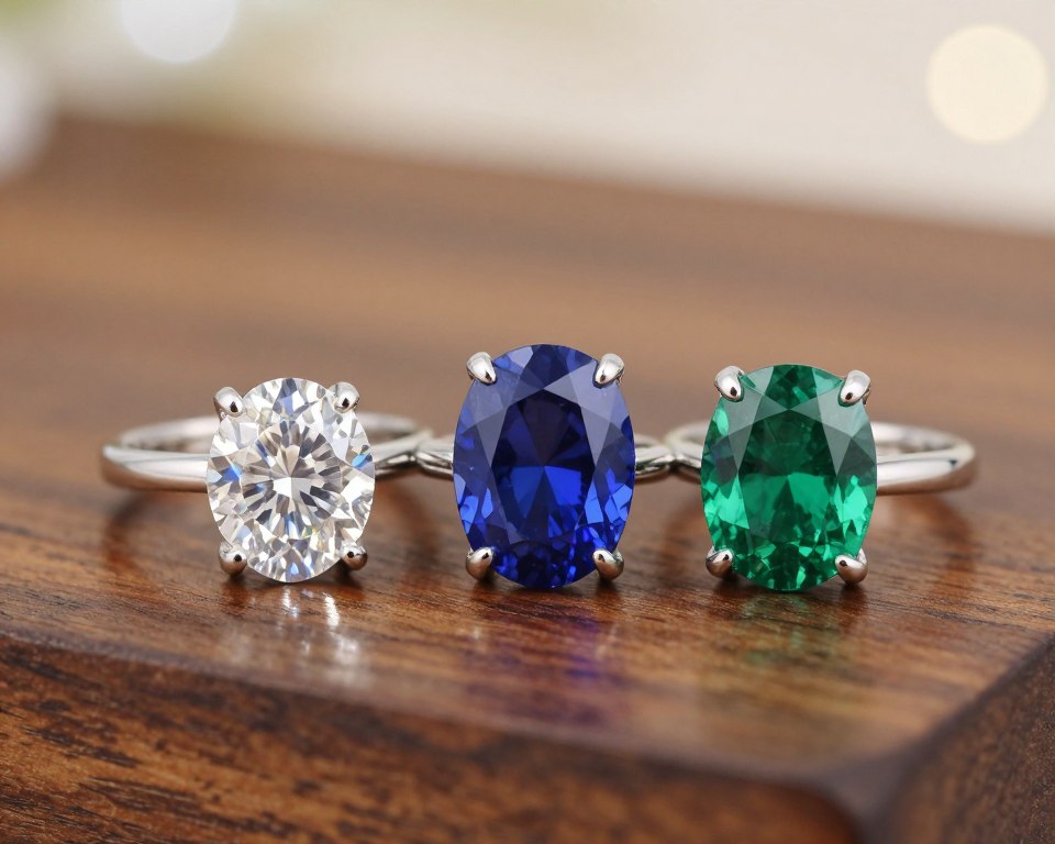 Drei-Stein-Ringe mit drei hervorgehobenen Steinen