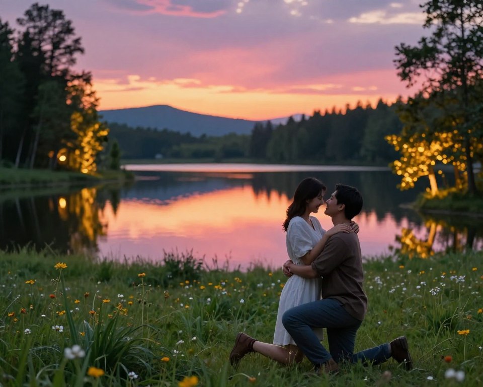Heiratsantrag in der Natur am See Heiratsantrag in der Natur am See