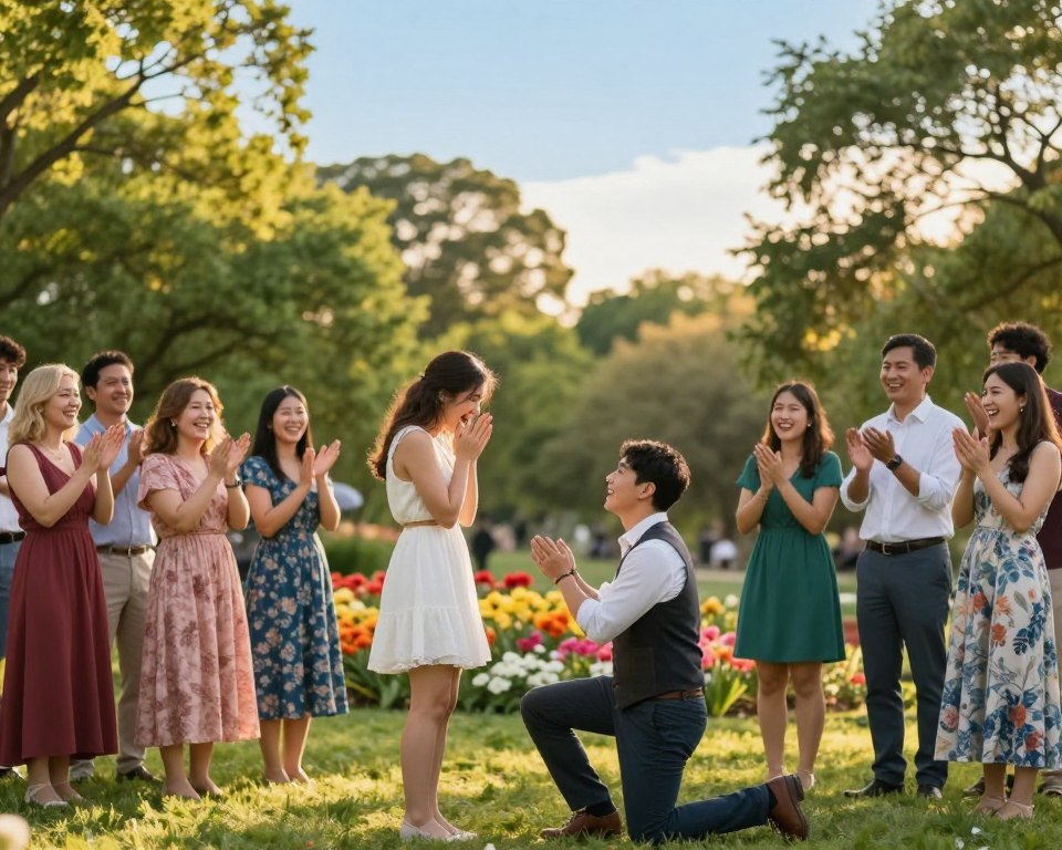 Heiratsantrag mit Familie und Freunden Heiratsantrag mit Familie und Freunden