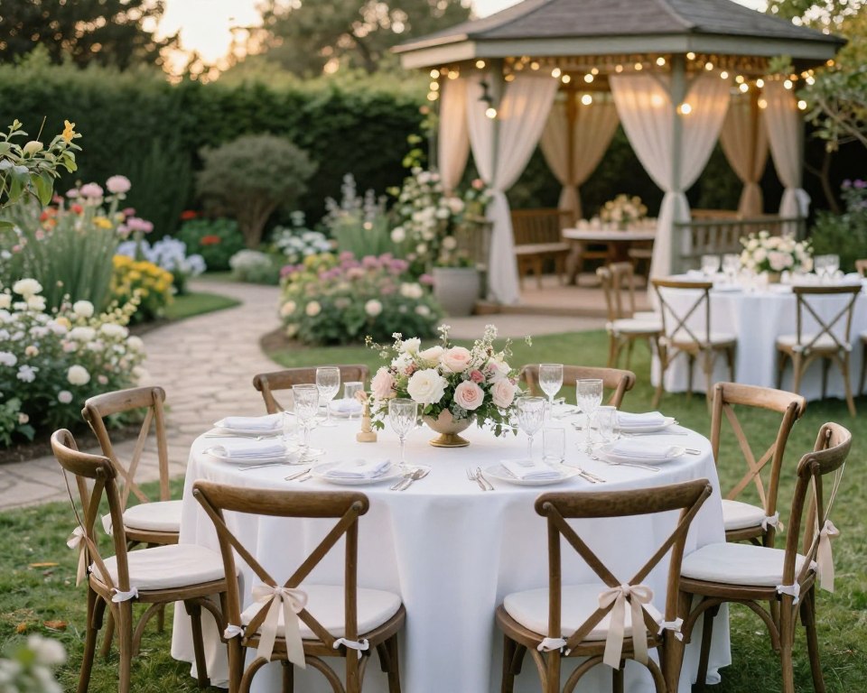 Hochzeitstische im Garten