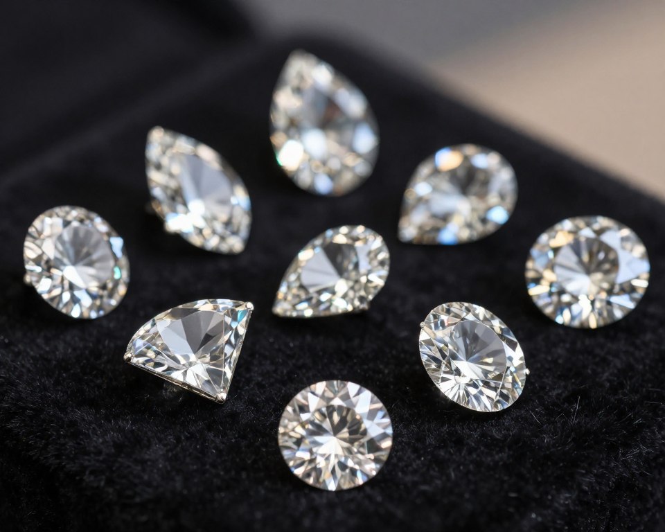 Karat und Größe verschiedener Brillantformen