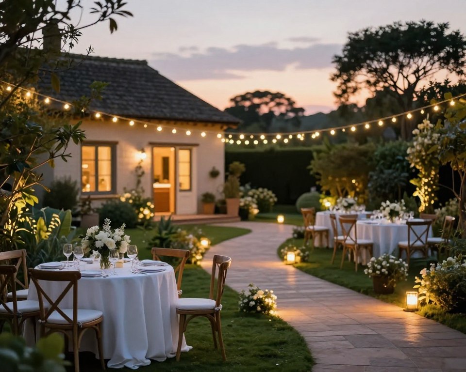 Stromversorgung Gartenhochzeit und gut beleuchtete Wege