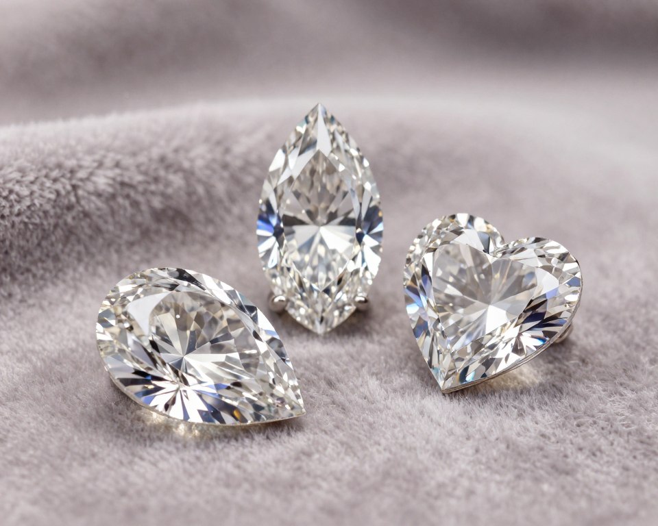 Tropfendiamant, Marquise Diamant und herzförmiger Diamant